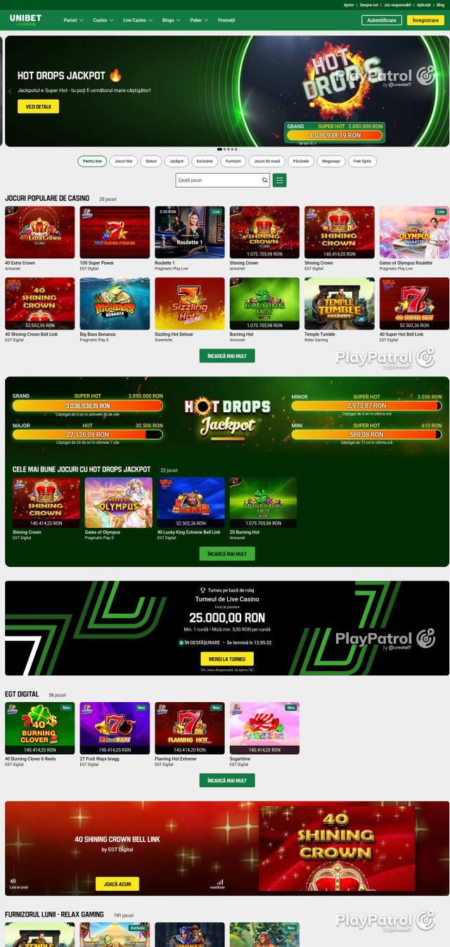 Homepage capture of Unibet recorded during the scan
