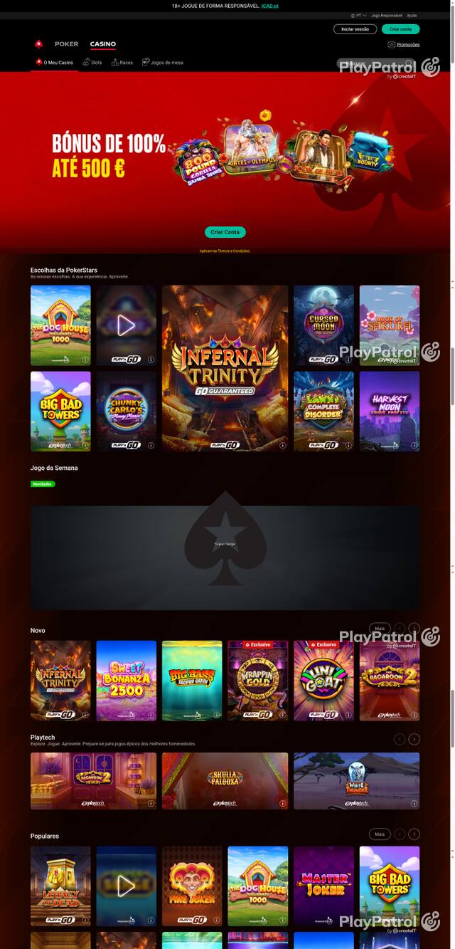 Capture of the front page of pokerstars.pt (pokerstars.pt) on 25 October 2026