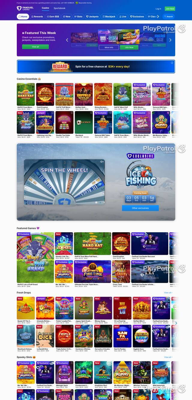 Capture of the front page of casino.fanduel.com (casino.fanduel.com) on 30 October 2026