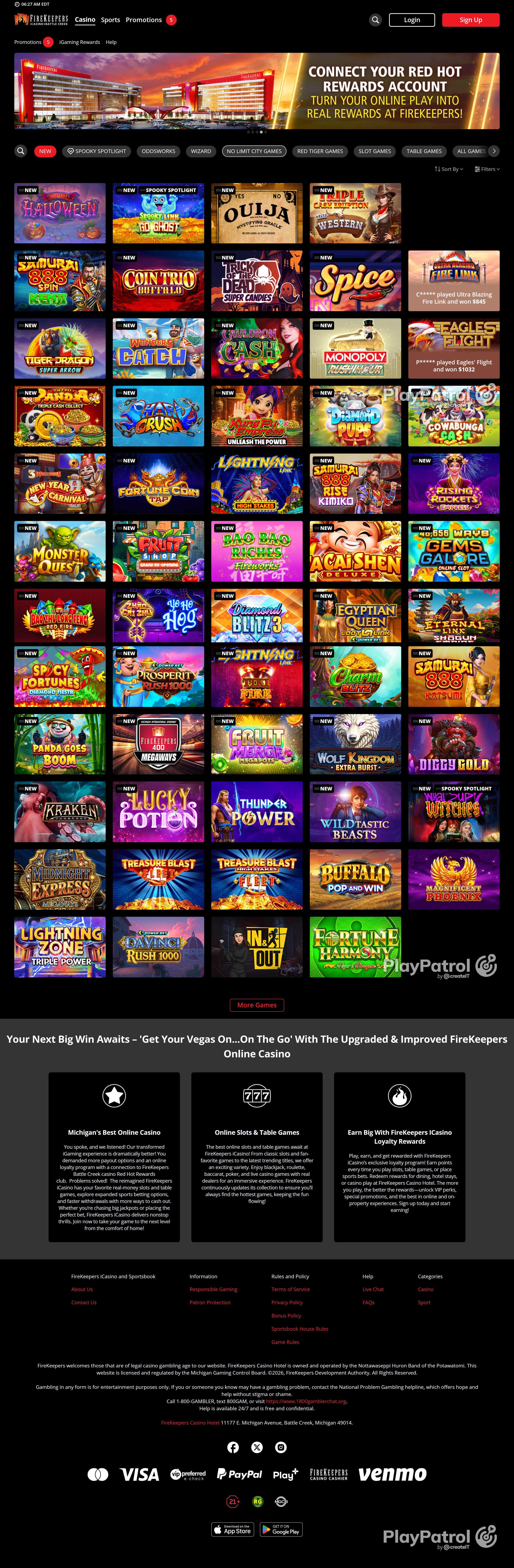 Full capture of igaming.firekeeperscasino.com recorded during the scan