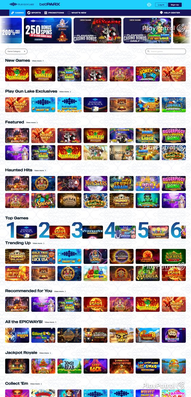 Capture of the front page of playgunlake.com (playgunlake.com) on 28 October 2026