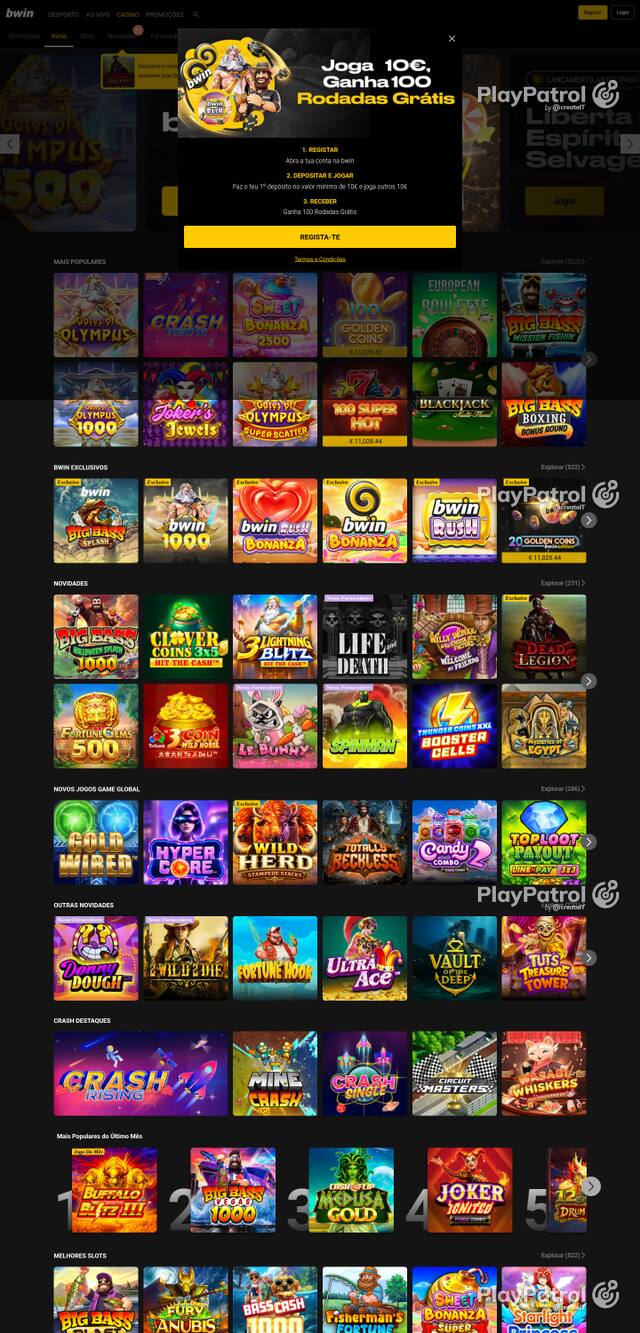 Capture of the front page of bwin.pt (bwin.pt) on 19 October 2026