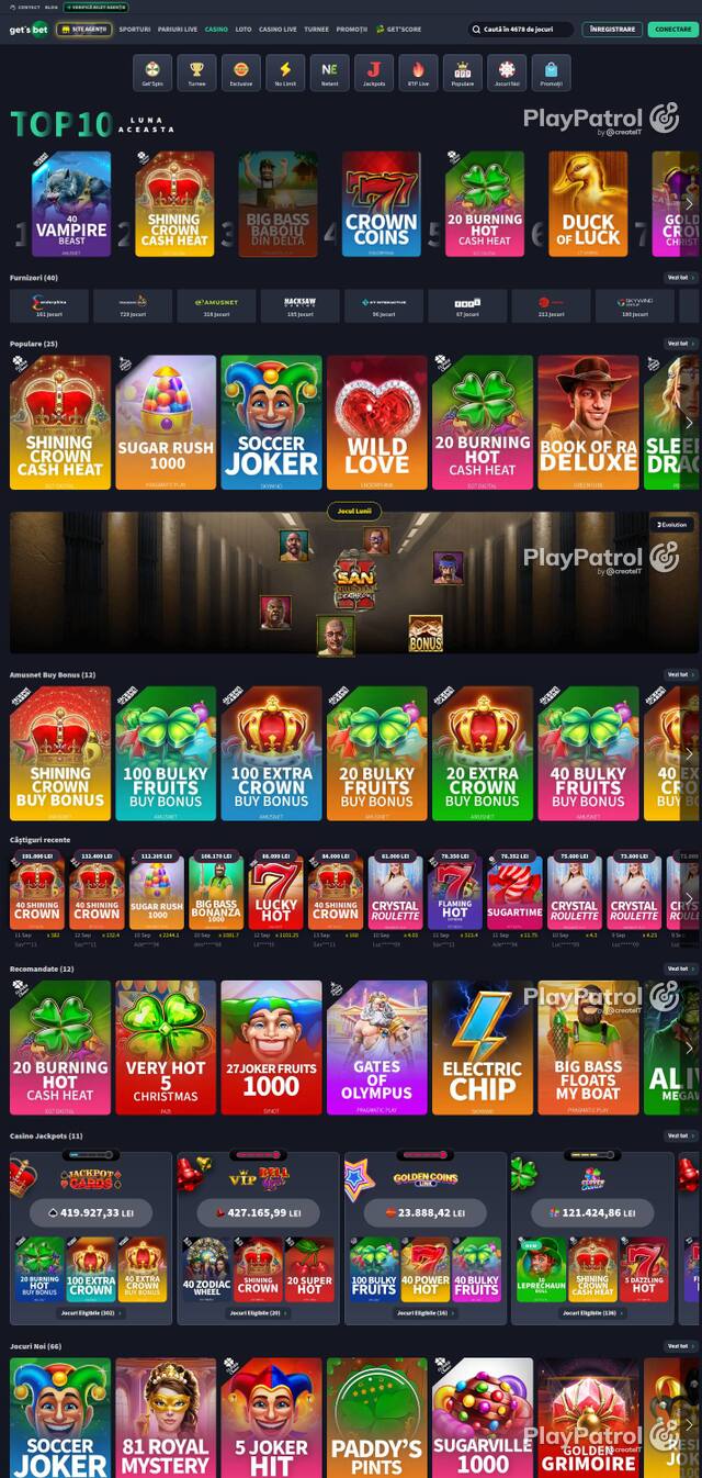 Homepage capture of Get's Bet recorded during the scan