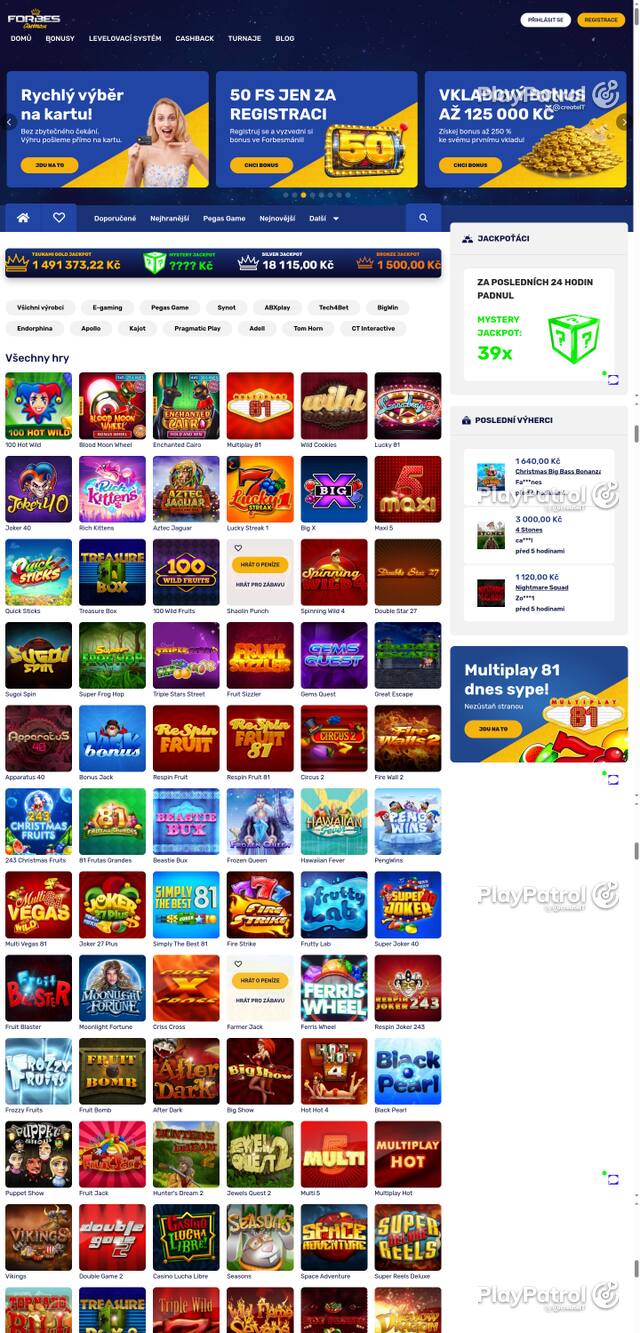 Capture of the front page of Forbes Casino (forbescasino.cz) on 7 October 2026