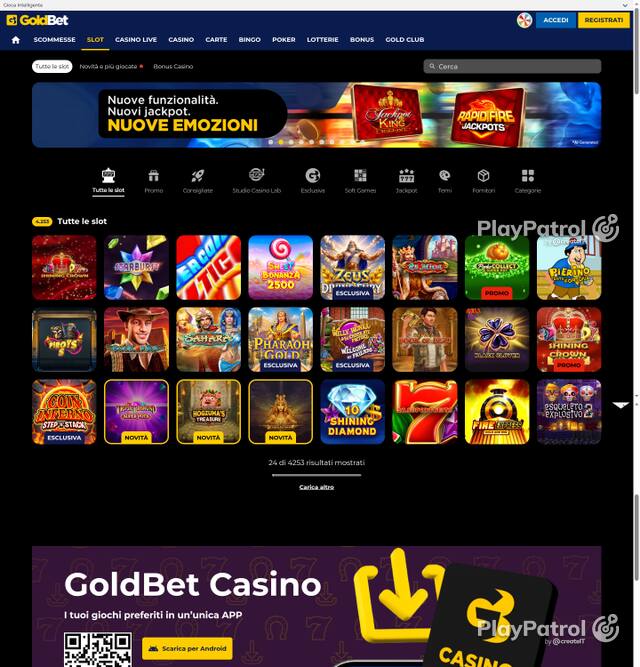 Capture of the front page of Goldbet (goldbet.it) on 5 October 2026