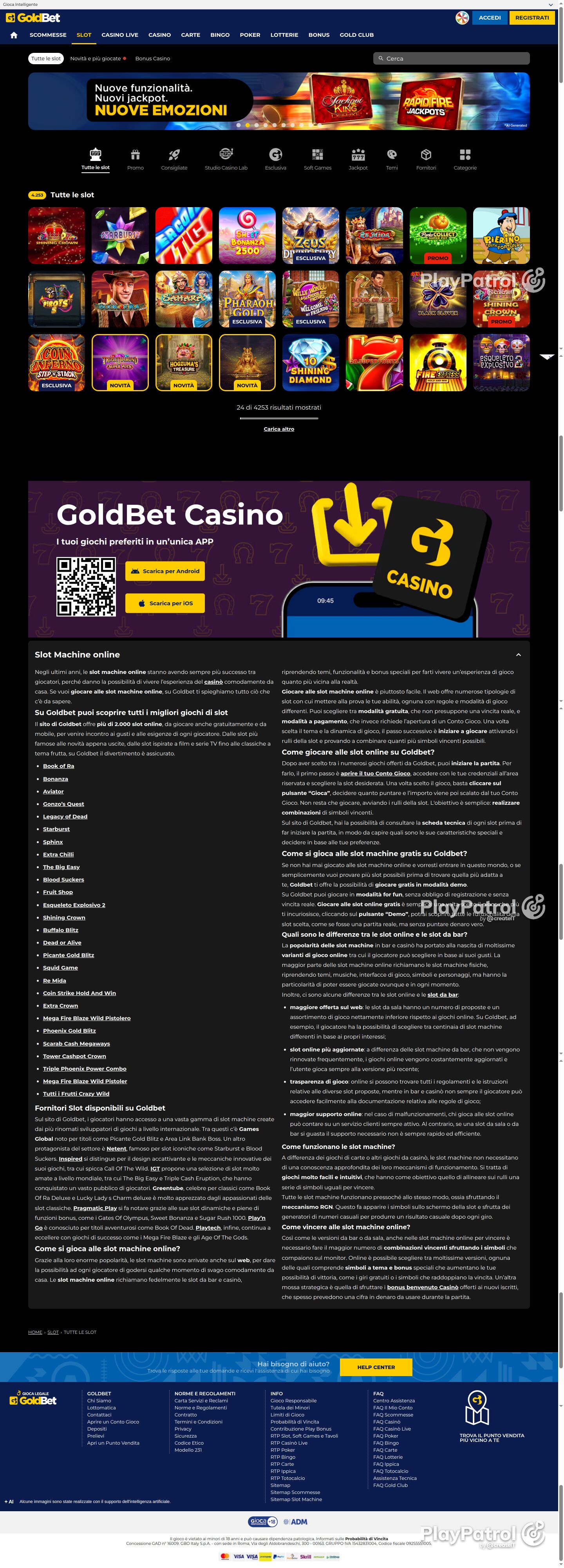 Full capture of Goldbet recorded during the scan