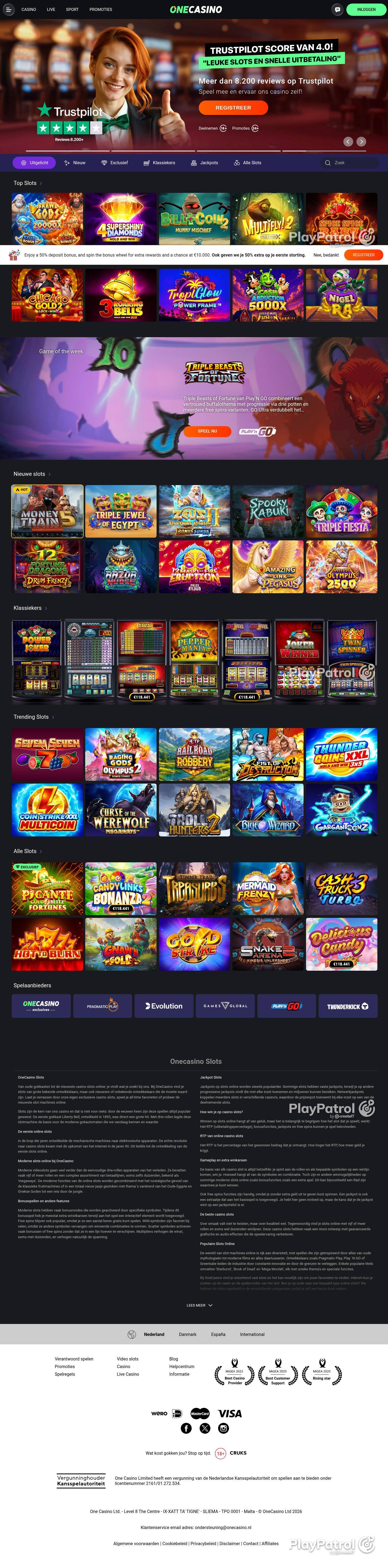 Full capture of One Casino recorded during the scan