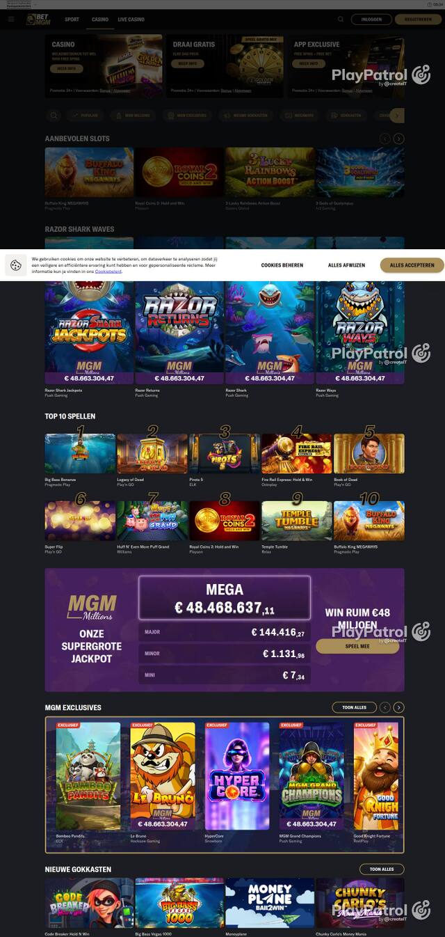 Homepage capture of BetMGM recorded during the scan