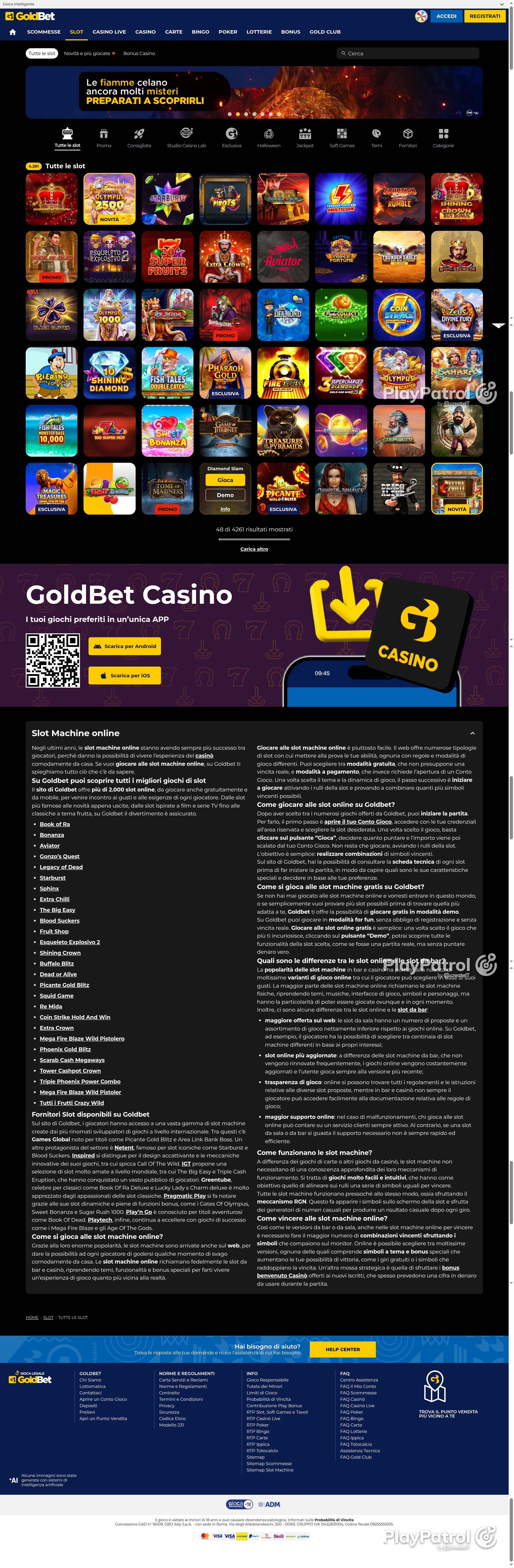 Full capture of Goldbet recorded during the scan