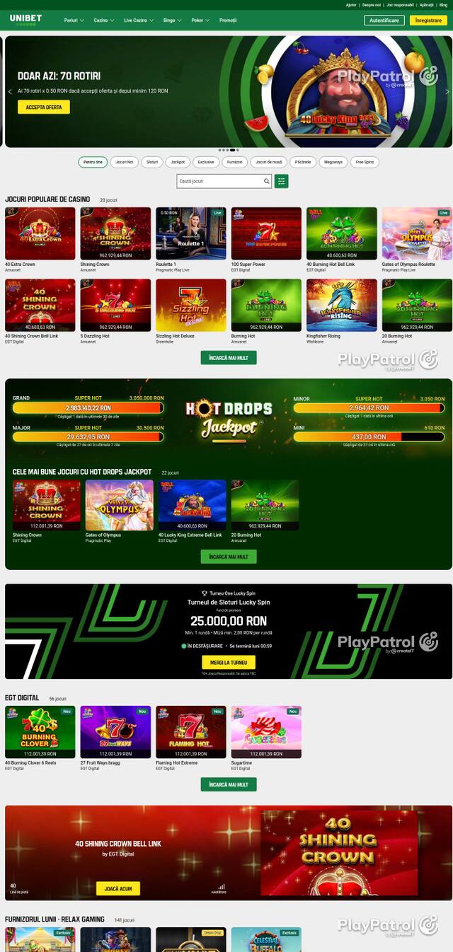 Capture of Unibet recorded during the scan