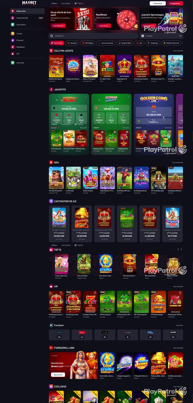 Capture of the front page of Maxbet (maxbet.ro) on 16 October 2026