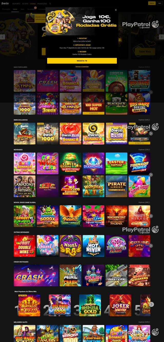 Capture of the front page of bwin.pt (bwin.pt) on 22 October 2026