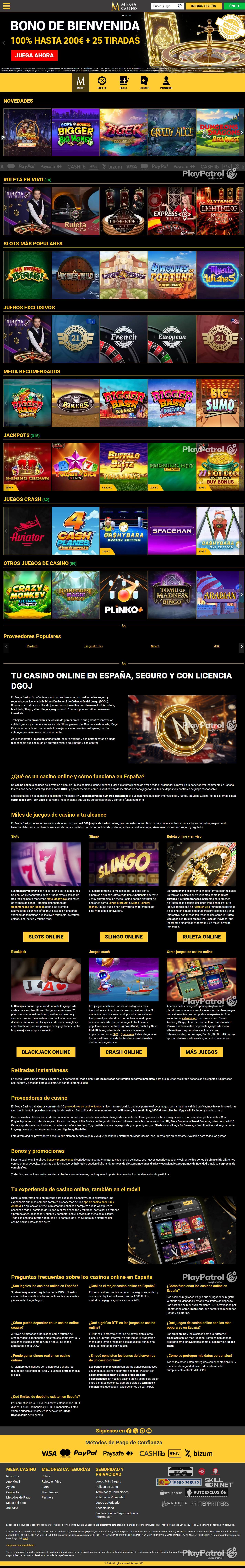 Full capture of Mega Casinos recorded during the scan