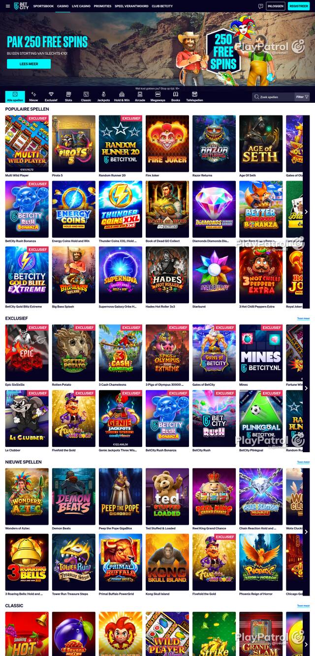 Capture of the front page of BetCity (betcity.nl) on 16 October 2026