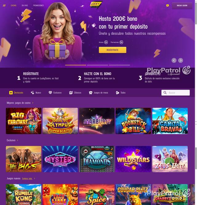 Capture of the front page of Lucky Casino (luckycasino.es) on 5 October 2026