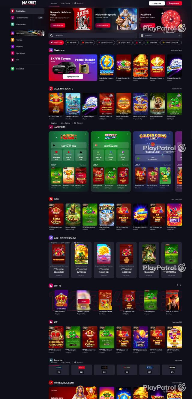 Capture of the front page of Maxbet (maxbet.ro) on 8 October 2026