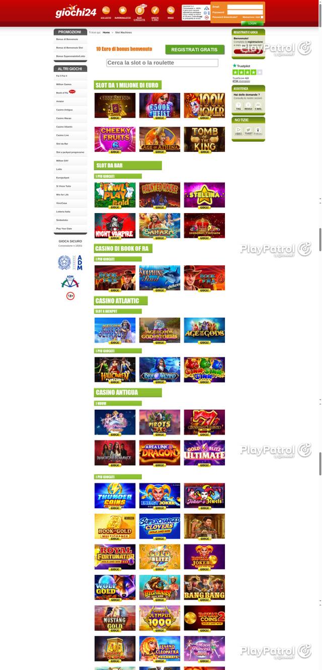 Capture of the front page of Giochi24 (giochi24.it) on 25 October 2026