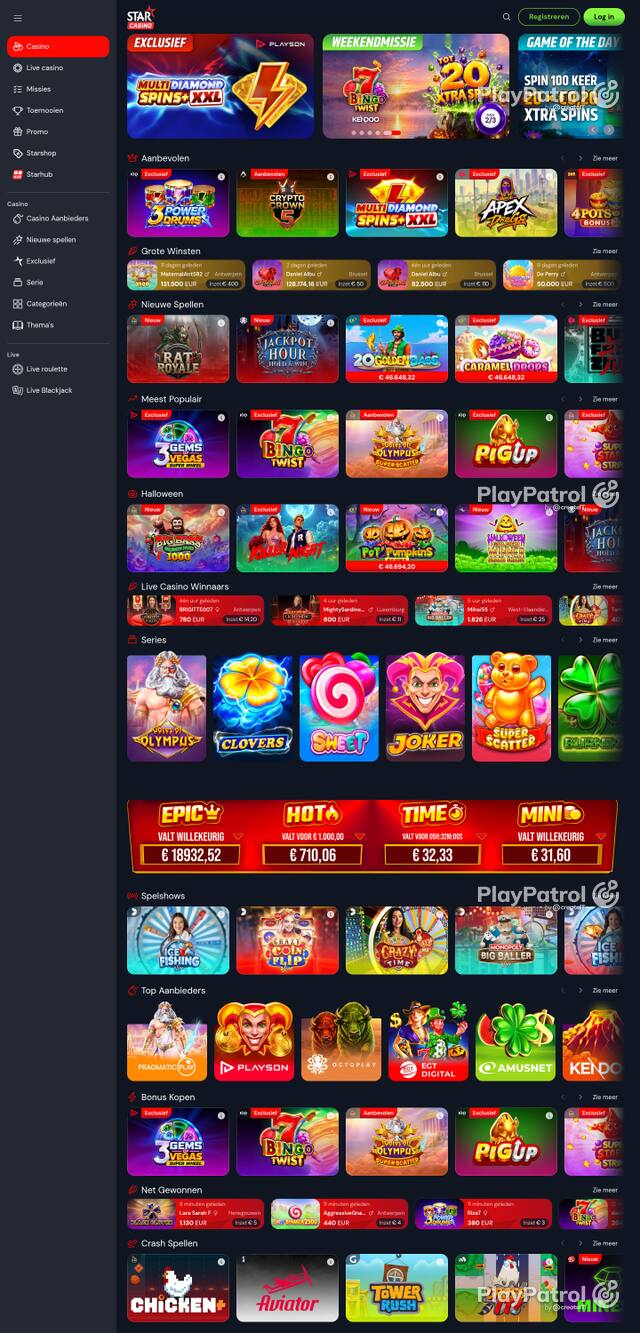 Capture of the front page of starcasino.be (starcasino.be) on 24 October 2026