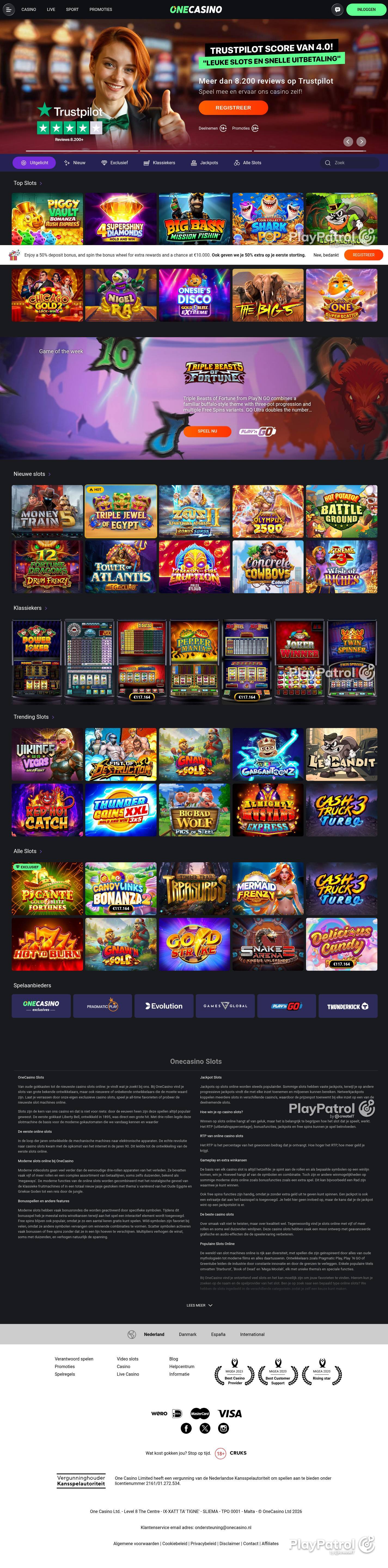 Full capture of One Casino recorded during the scan