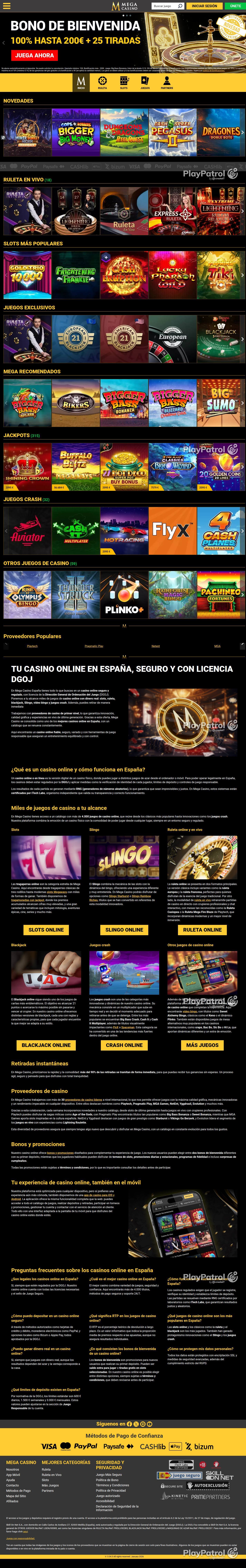 Full capture of Mega Casinos recorded during the scan