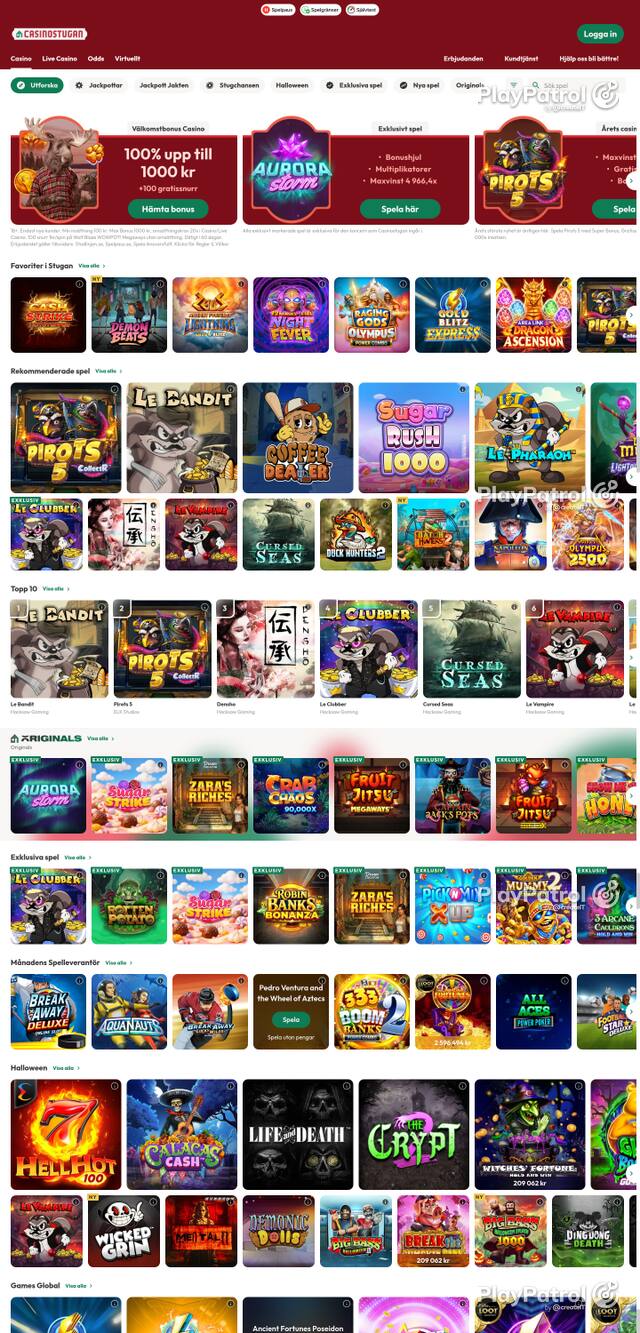 Capture of the front page of casinostugan.com (casinostugan.com) on 20 October 2026