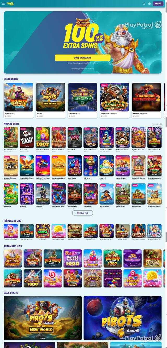 Capture of the front page of Piñata Casino (pinatacasino.es) on 19 October 2026