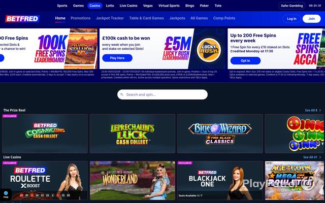 Homepage capture of Betfred recorded during the scan
