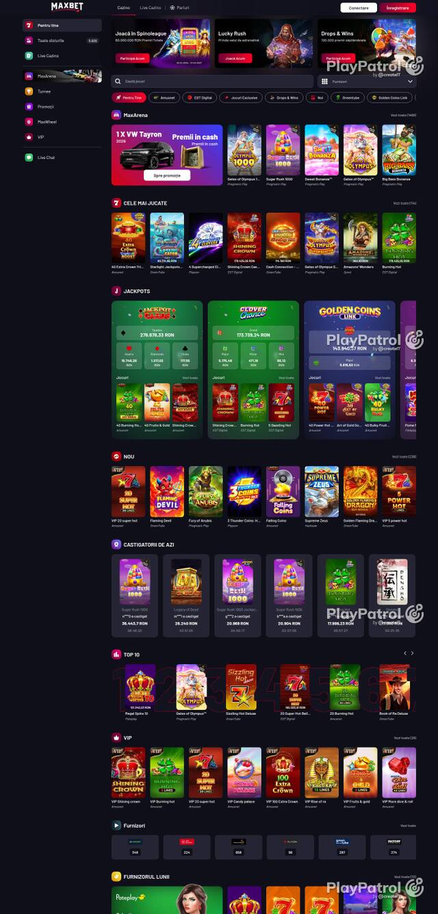 Capture of the front page of Maxbet (maxbet.ro) on 4 October 2026