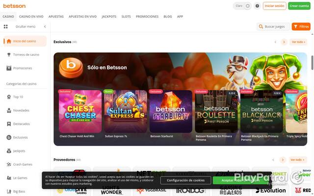 Homepage capture of Betsson recorded during the scan