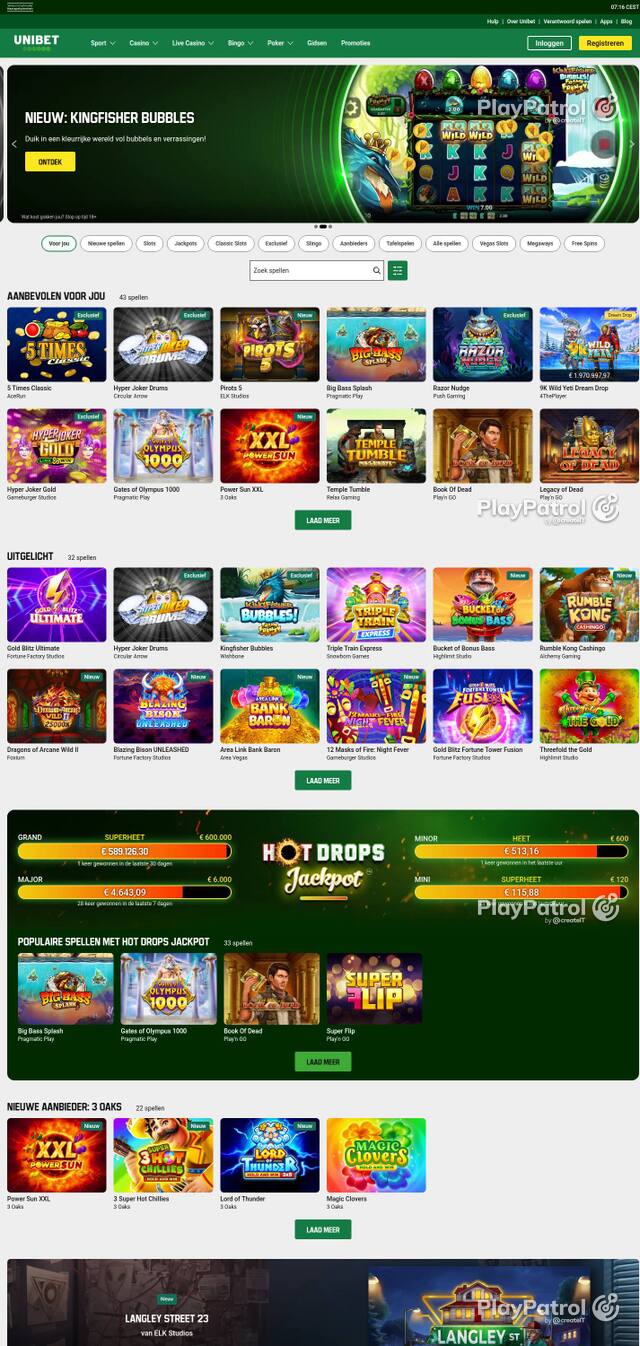 Homepage capture of Unibet recorded during the scan