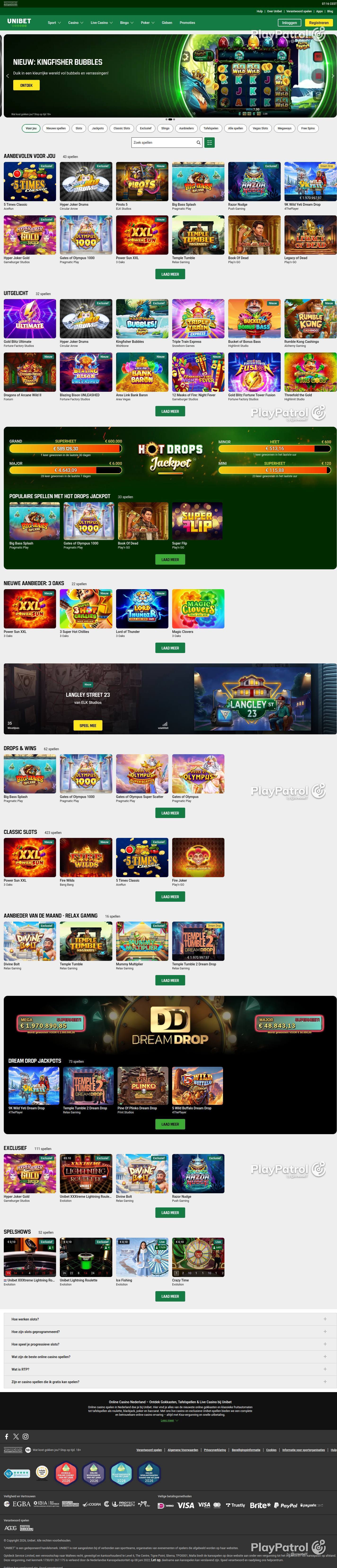 Full capture of Unibet recorded during the scan