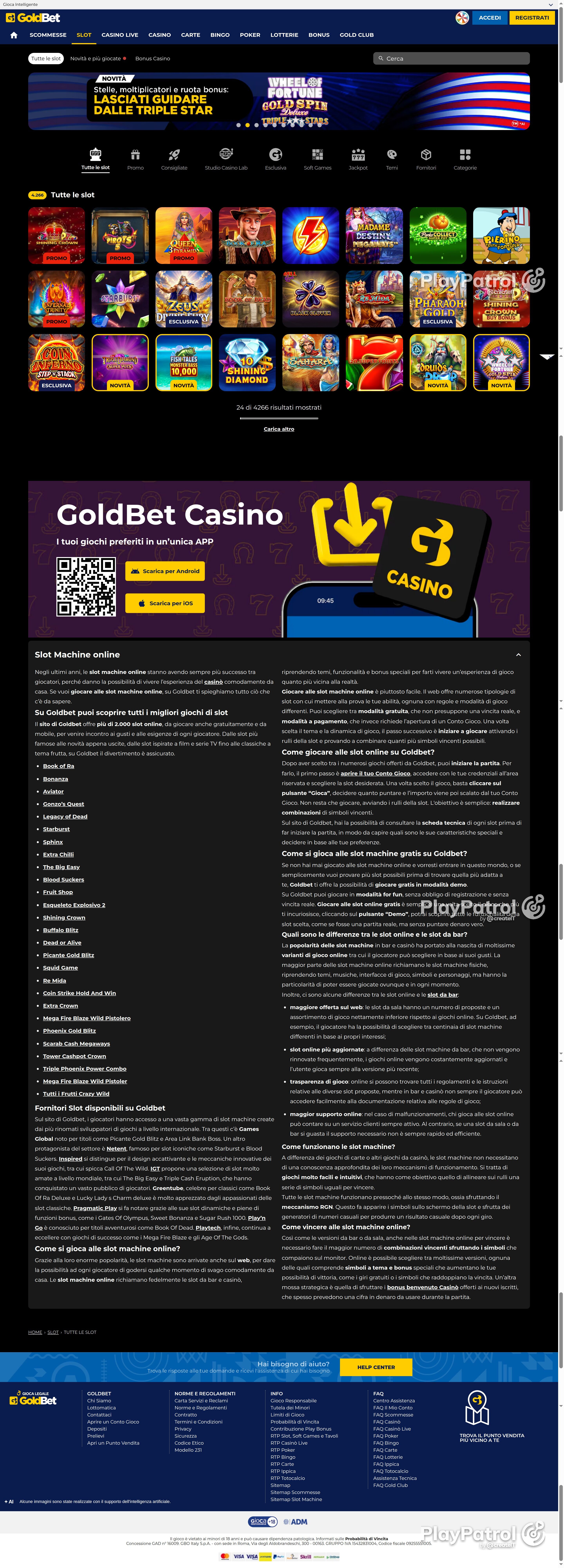 Full capture of Goldbet recorded during the scan