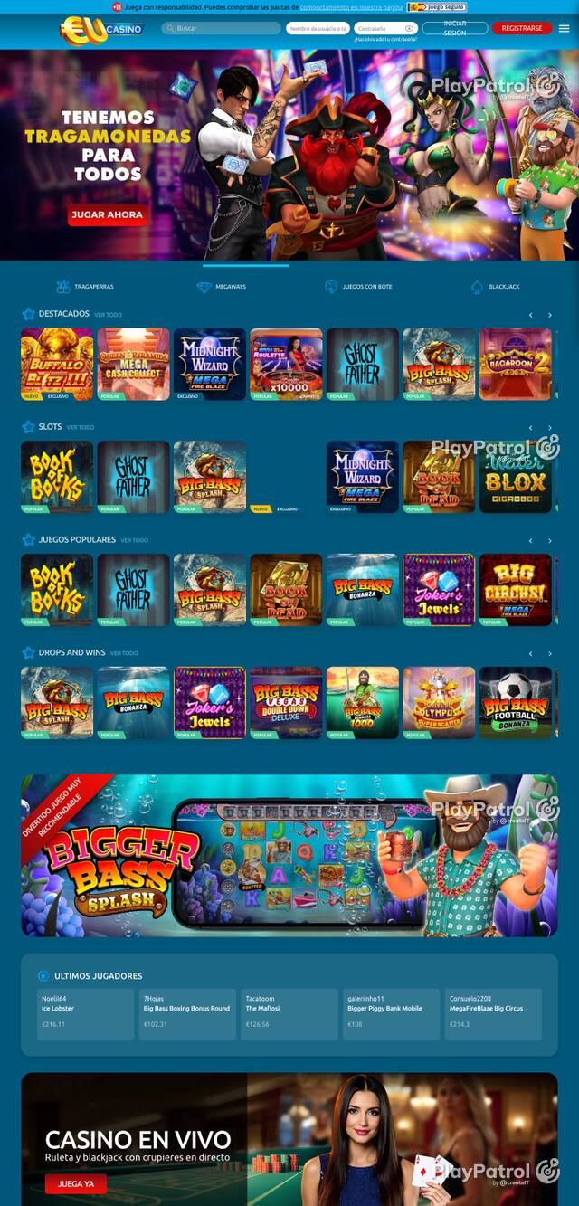 Capture of EU Casino recorded during the scan