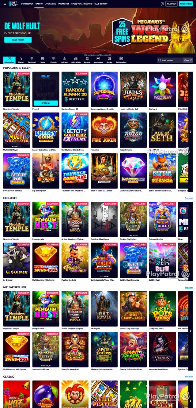 Capture of the front page of BetCity (betcity.nl) on 23 October 2026