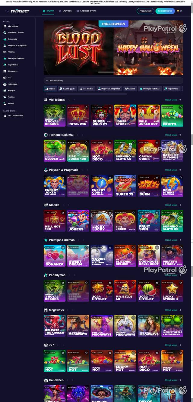 Capture of the front page of twinsbet.lt (twinsbet.lt) on 30 October 2026