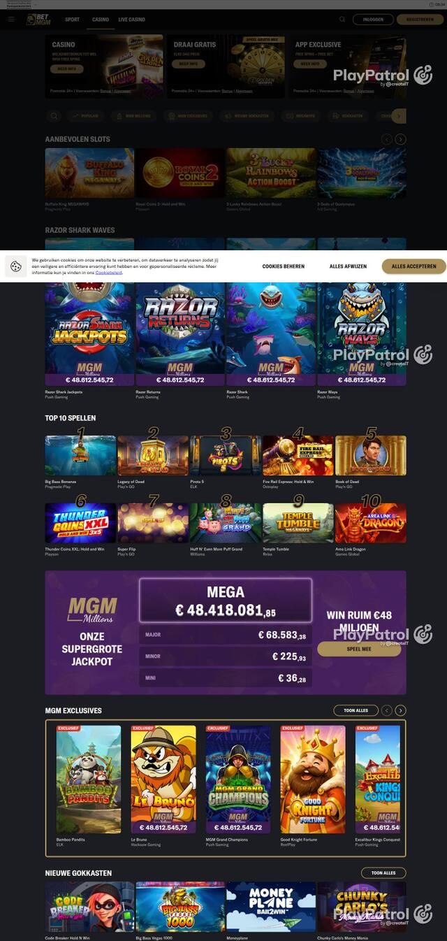 Homepage capture of BetMGM recorded during the scan