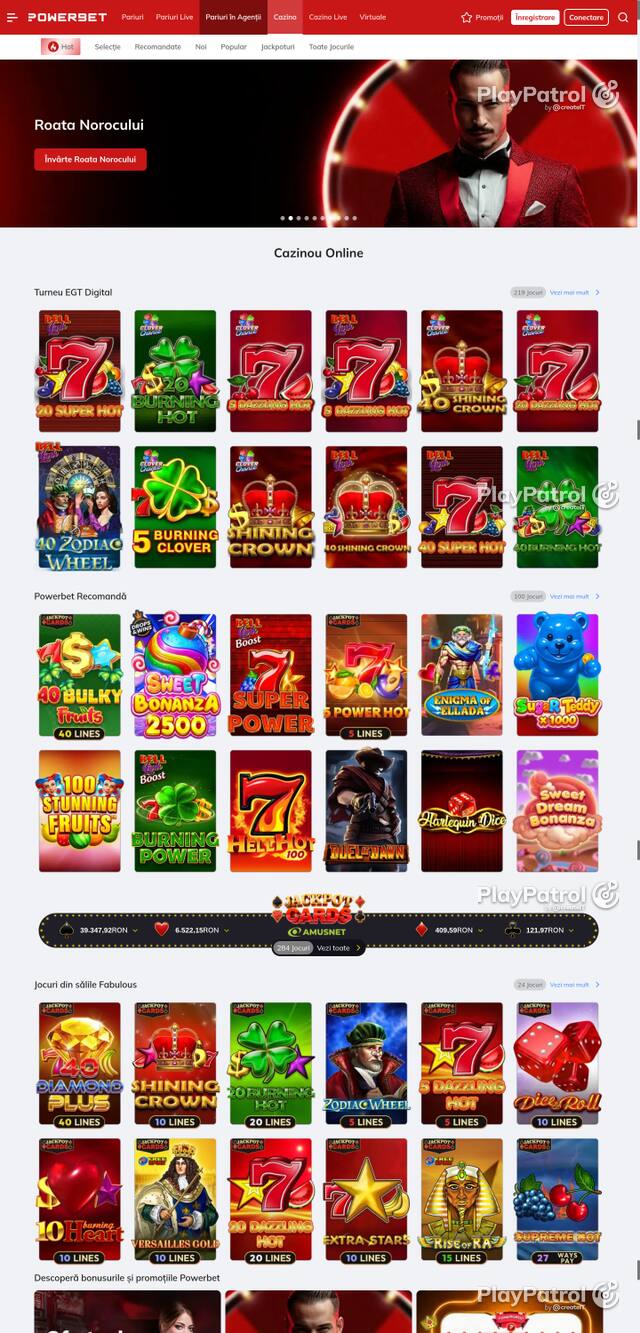 Capture of the front page of PowerBet (online.powerbet.ro) on 21 October 2026