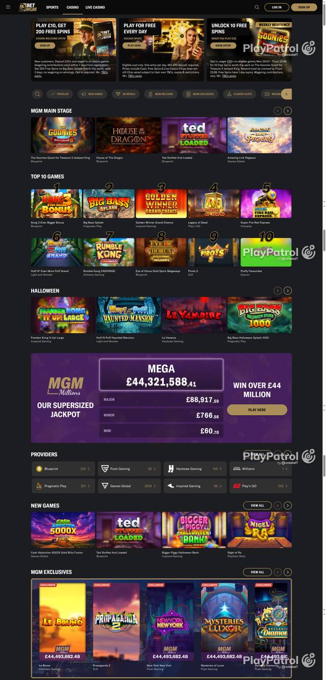 Capture of the front page of BetMGM UK (betmgm.co.uk) on 20 October 2026