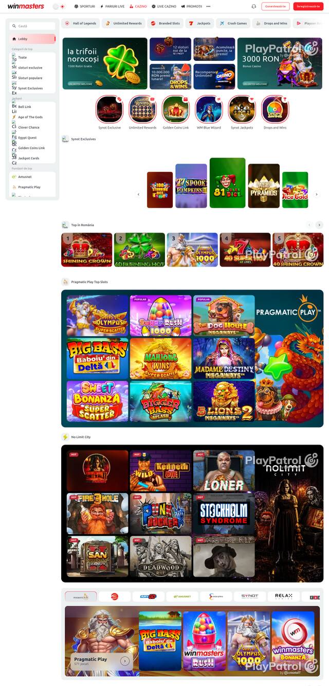 Capture of the front page of Winmasters (winmasters.ro) on 20 October 2026
