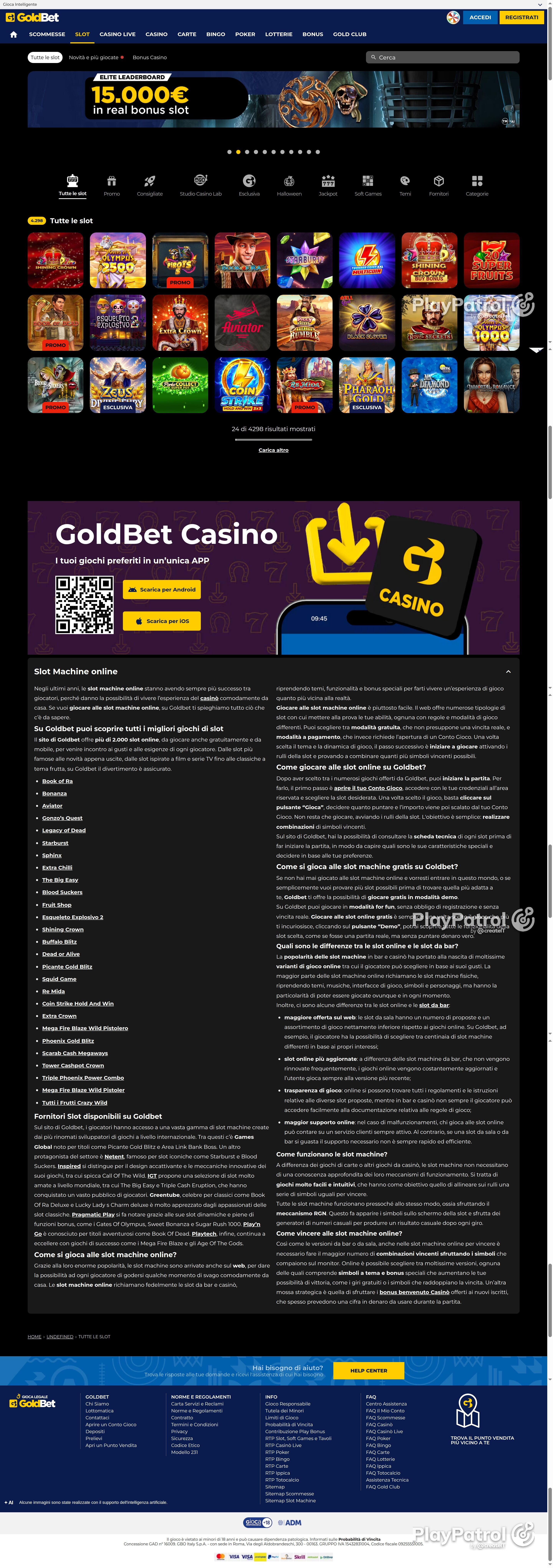 Full capture of Goldbet recorded during the scan