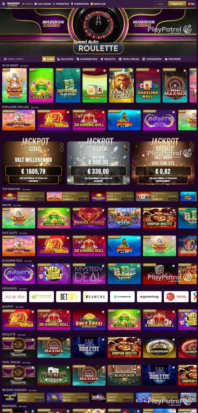 Capture of the front page of madisoncasino.be (madisoncasino.be) on 25 October 2026