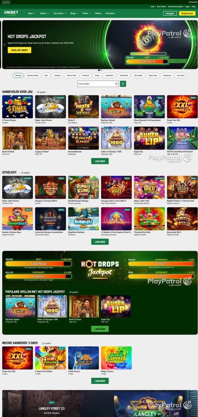 Capture of the front page of Unibet (unibet.nl) on 2 October 2026