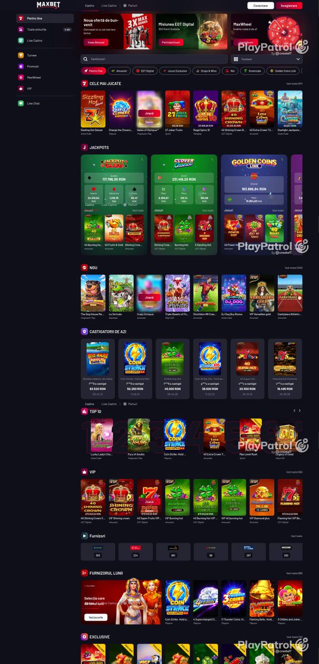 Capture of the front page of Maxbet (maxbet.ro) on 15 October 2026