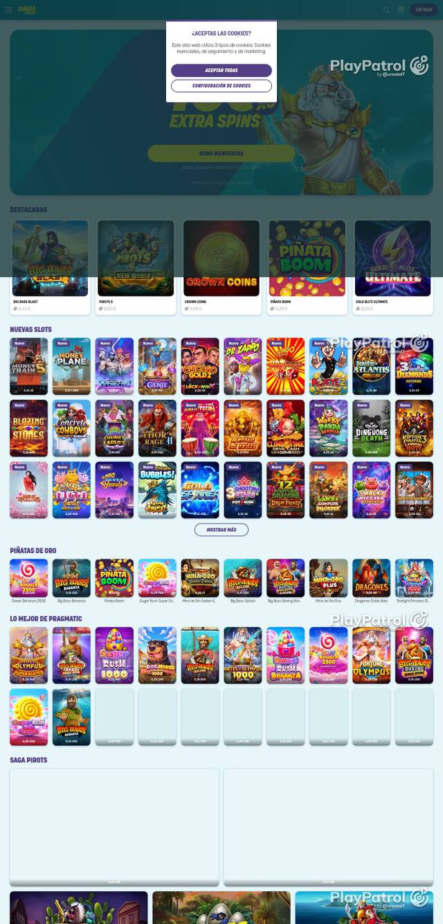 Homepage capture of Piñata Casino recorded during the scan