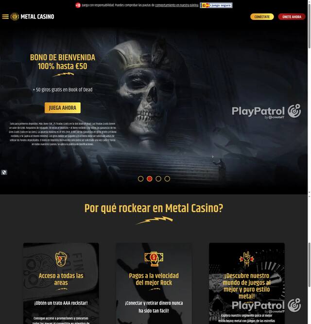 Capture of the front page of Metal Casino (metalcasino.es) on 5 October 2026
