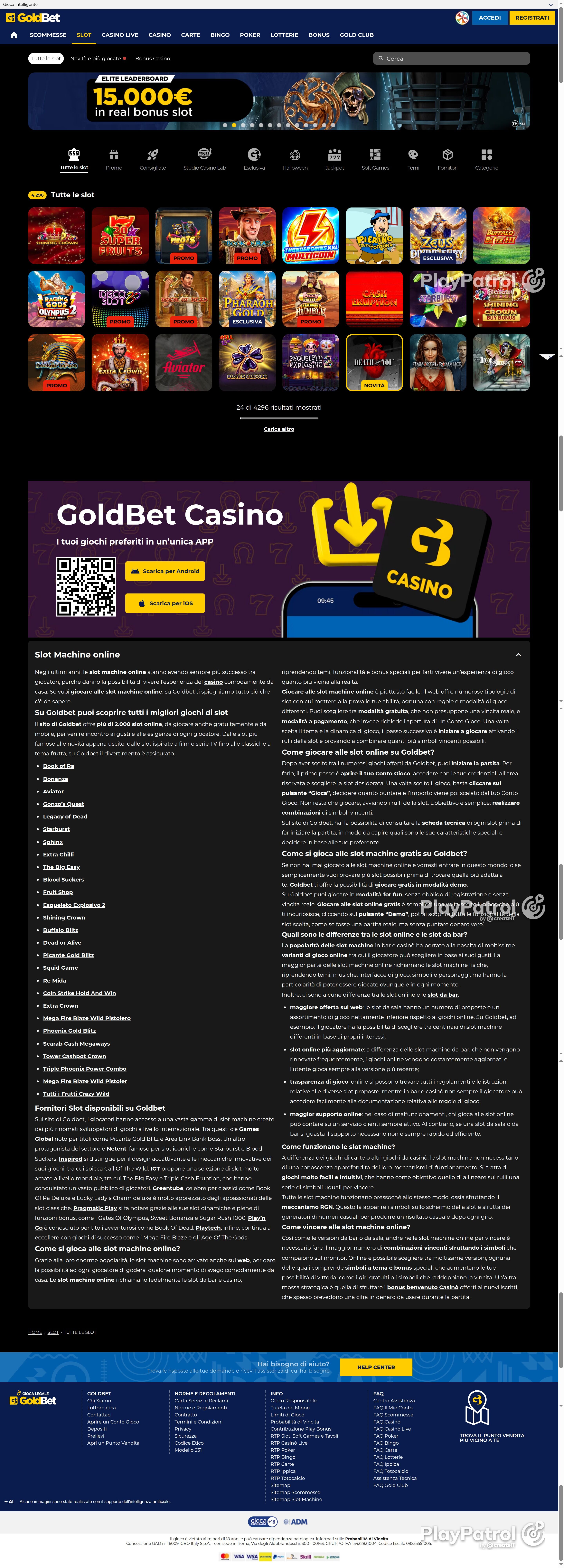 Full capture of Goldbet recorded during the scan