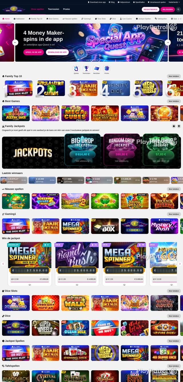 Capture of the front page of familygameonline.be (familygameonline.be) on 25 October 2026