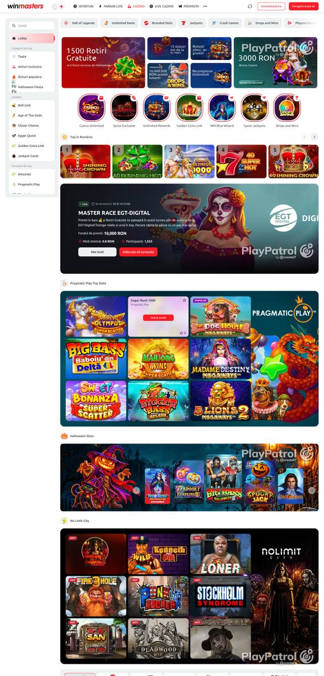 Front page of Winmasters as captured on 29 October 2026