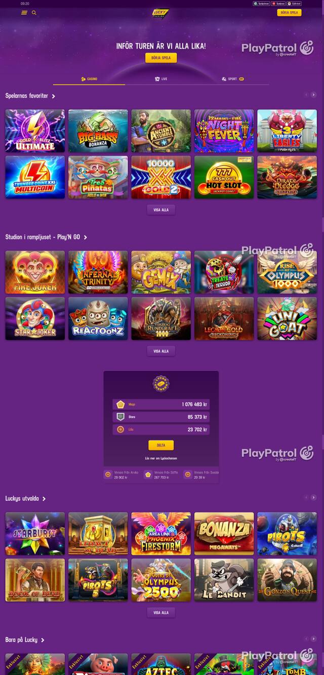 Capture of the front page of luckycasino.com (luckycasino.com) on 18 October 2026
