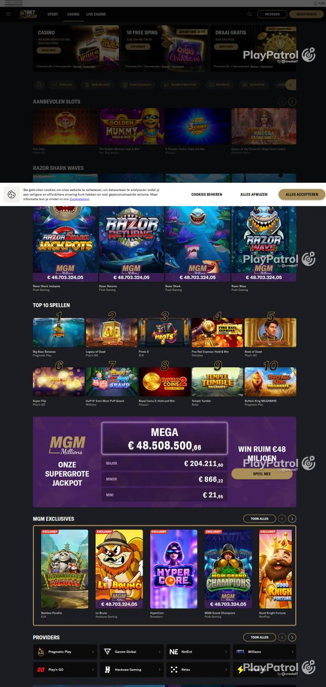 Homepage capture of BetMGM recorded during the scan